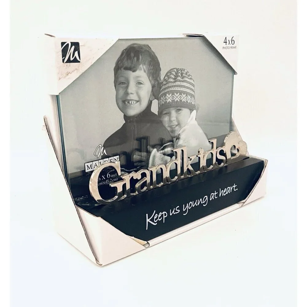 Grandkids Photo Frame 4x6 Picture Shelf Table Desk 3D Glass Grandparents Gift